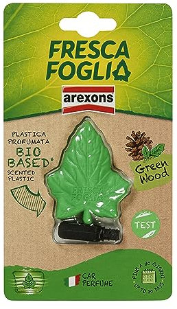 AREXONS Fresca Foglia Bocchetta, Profumatore Auto Gusto Green Wood, con Plastica Profumata Bio-Based, Fino a 30 Giorni di Durata
