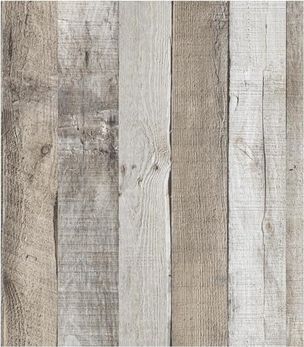 LXCREAT Faux Wood Butcher Block Contact Paper, Shiplap Peel and Stick Wallpaper Wooden Planks for Walls 17.5X118, Natural Grey Self Adhesive Removable Rustic Wallpaper for Shelf Kitchen Decoration