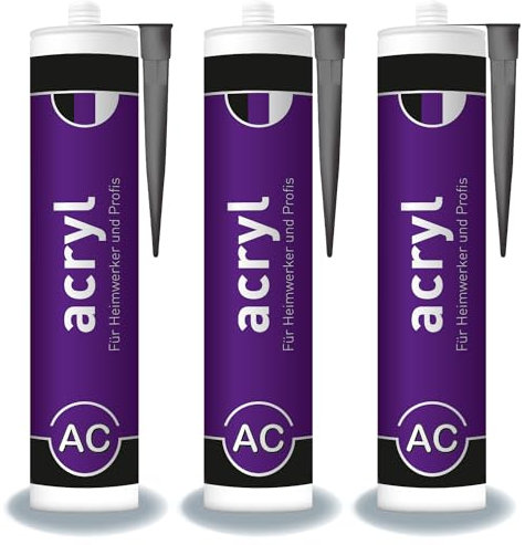 Maler-Acryl 310 ml Kartusche grau, Dichtstoff überstreichbar, universell einsetzbar im Innen-Bereich, Abdichten von Fenster, Türen und Sockelleisten