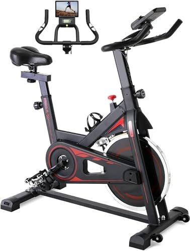 Heimtrainer Fahrrad,Indoor-Fahrrad für das Fitnessstudio zu Hause,10kg Schwungrad, mit LCD-Display, Ipad Halter, Wasserflaschenhalter,Fitness Bikes für Cardio-Training