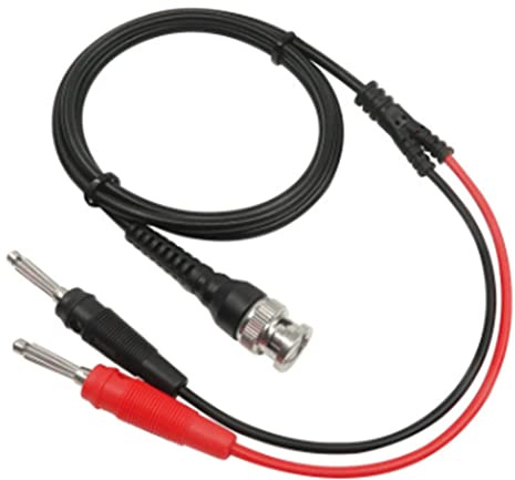 Karriter P1009 BNC to Dual 4MM Stackable Banana Plug Test Lead Probe BNC Cable for Oscilloscope Signal Generator 120CM