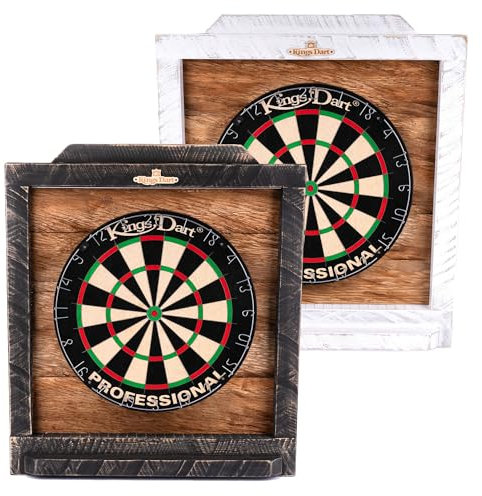 Kings Dart Dartboard Surround Holz | Massives Kiefernholz in Vintage Optik | Optische Einfassung für Dartboard | Wandsschutz | Dartpfeilhalter für 6 Pfeile