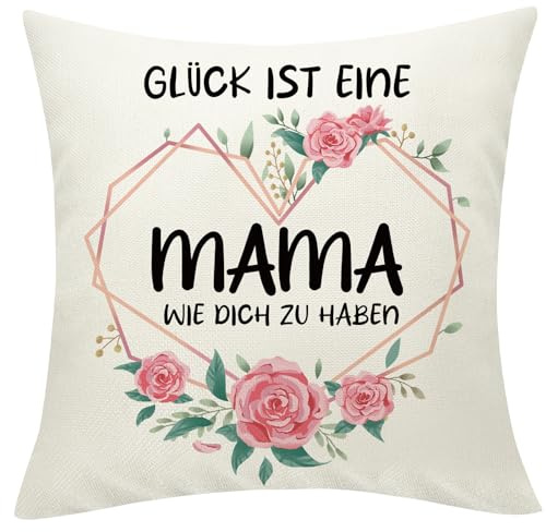 Sunia Mama Geschenk Weihnachten, Kissenbezüge 45x45 cm, Dekokissen Kissen mit Taschen,Geschenke für Mama Weihnachten,Geburtstagsgeschenk für Mama, Beste Mama Geschenk,Mutter Geschenk