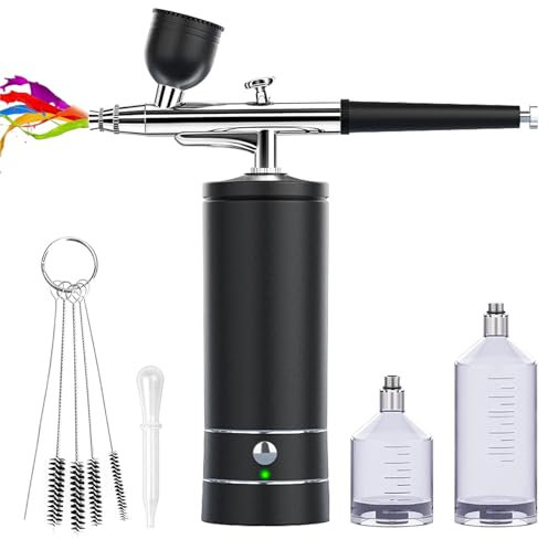 Airbrush-Kit Uppladdningsbar trådlös kompressor med airbrush – automatisk handhållen airbrush-pistol, Airbrush-set, bärbar trådlös luftborste för nagelkonst, frisörer, tårtdekor, smink, modellmålning