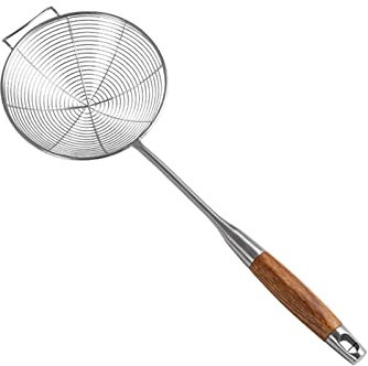 Cucharas Ranuradas para Cocinar Colador de Pasta colador con mango cuchara de acero inoxidable, adecuado for alimentos fritos de cocina, colador colador de fideos Cuchara de Cocina Espumadera