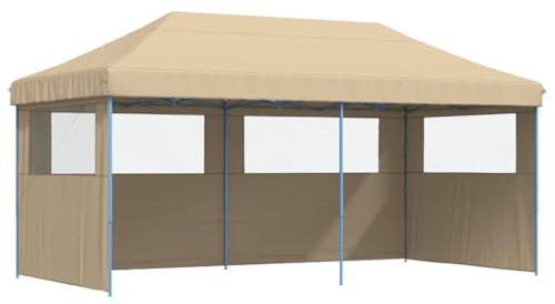 vidaXL Tendone per Feste Pieghevole Pop-Up con 3 Pareti Beige