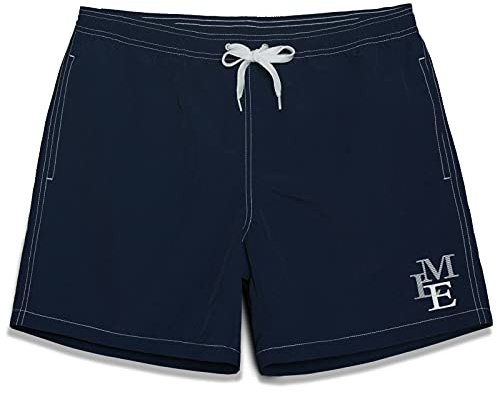 MEILONGER Badbyxor för män, ventilerande badshorts, män, träningsshorts, elastiska, justerbara med dragsko, nätfoder, 21005 marin, L