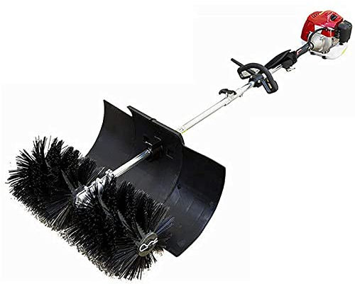 Cepillo de mano de nailon de 2 tiempos de 2.3 HP a gas, barrido de césped, cepillo para césped artificial, calzadas, calles, césped y limpieza de nieve, negro y rojo