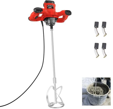 Zementmischer, 2600W Paddelmischer, Betonmischer, Farb- Gipsmischer, M14 Rührwerkzeug, Einstellbare 6 Geschwindigkeitsstufen, Farbmischer, Rührpaddel für Bohrer, ideal zum Mischen von Futter, Mörtel