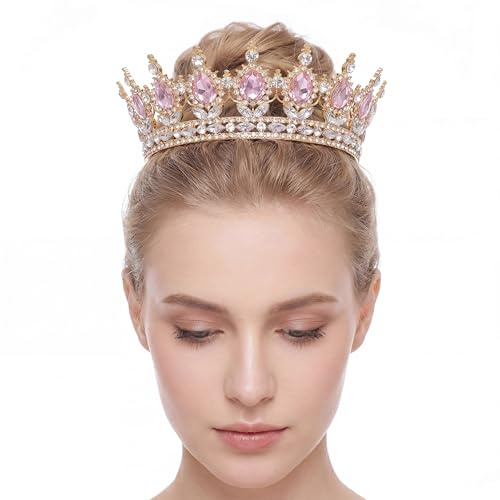 Healvian Krone Damen Königin Tiara Kristall Strass Prinzessin Diadem Braut Haarschmuck Hochzeit Vintage Brautkrone Geburtstag Party Mädchen Torte Dekoration