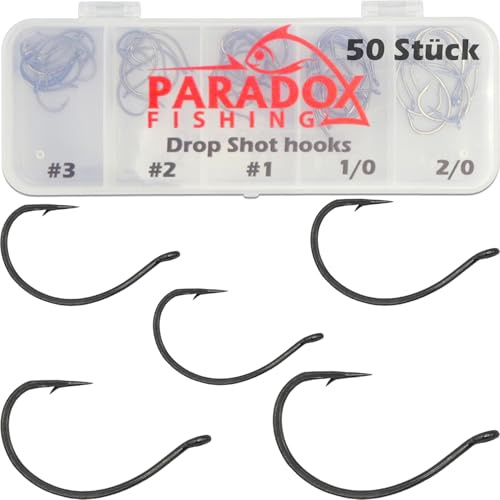 Paradox Fishing Dropshot Haken 50 Stück I je 10x Set #3-2/0 I Drop Shot Haken Dropshot Blei Montage