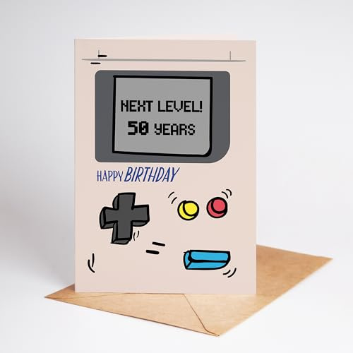 Lovely Cards Gameboy Karte - 50. Geburtstag Mann – Retro Geburtstagskart 50er - Geschenk Mann 50 Jahre – Geschenk Mann 50 Jahre (A6)