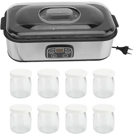 Joghurthersteller -Maschine, 1,4L 8 Glas aus Edelstahl Digitaler Joghurthersteller, Einstellbare Temperatur & Zeit, Hausgemachter Käse -Natto -Hersteller für Eis, Pudding, (EU