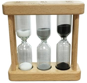 Sablier, sablier 1/3/5 Minutes combiné sablier en Bois Brosse à Dents Faire du thé minuterie Artisanat créatif chronométrage coloré (Bleu Rouge Jaune)(White Grey Black)