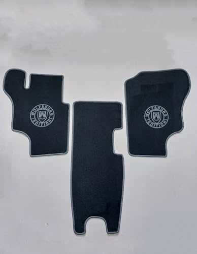 für VW T3 Bus Autoteppich Stylers Fußmatten-Set passgenau Wolfsburg Edition Schwarz mit Grauer Einfassung, 3-teilig