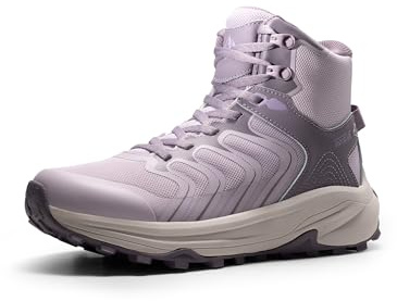 NORTIV 8 vandringsstövlar för kvinnor vattentäta med fotvalvsstöd sneakers promenader utomhus bekväm lätt stövel Echo Mid, Ljuslila, 9.5