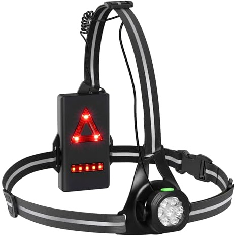 Husgw Lampe Torse Running, 7 LED pour Poitrine Super Lumineux et Léger, USB Lumiere pour Courir Étanche avec Bandes Réfléchissantes, 10H d'Autonomie Max pour Course/Urgence/Marche/Vélo