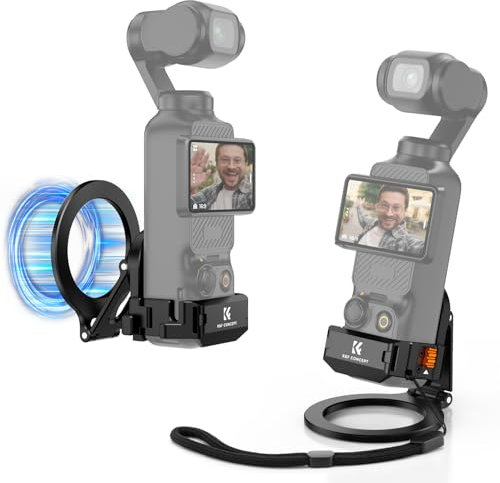 K&F Concept Magnetischer Halteständer für DJI Osmo Pocket 3, Vielseitiges Erweiterungsadapter mit 1/4'' Schraubenlöchern/Cold Shoe, 360° Einstellbare Saughalterung, DJI Osmo Pocket 3 Zubehör