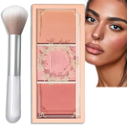 3-in-1 Matte Blush Powder, Long-Lasting, Sweat-Resistant Blushers for Cheeks Make Up, Non-greasy Blusher Creates Lustrous and Bright Skin