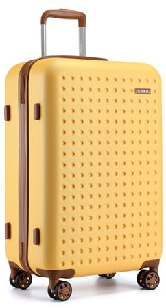 Kono Valise Grande 75cm ABS Rigide,Valise de Voyage avec 4 roulettes 360° et Serrure TSA Idéal Voyage d'affaires,Long Séjours（Jaune）