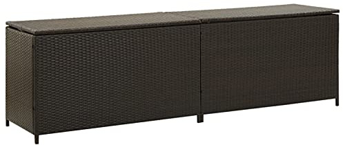 Hoodmeel Gartenbox Wasserdicht XXL Polyrattan Auflagenbox XXL Kissenbox Gartentruhe Gartenbox Rattan mit Innenplane-Braun-200 x 50 x 60 cm