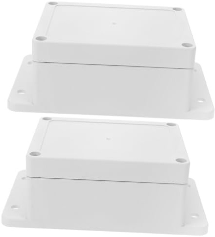 Operitacx 2pcs Outdoor Monitor Terminal Electrical Box Abs Plastic Lithium Battery Casing Flame Retardant Thick Junction Case with Ears Easy Installation Protection