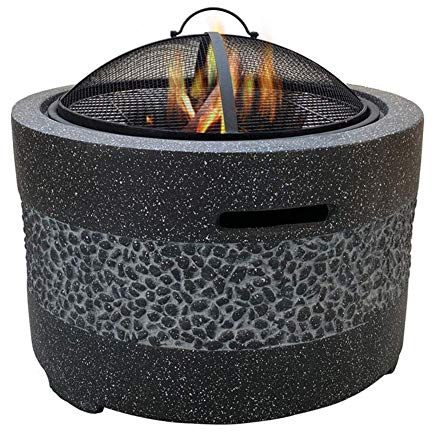 ZJFHEYUO Feuerstelle mit Grillablage, Feuerstelle für den Garten, Terrassenheizung/Grill/Eisgrube, modische und künstlerische Magnesiumoxidbasis, verwendet für Grillcamping im Gar
