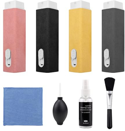4Pezzi Pulitori per Schermo 2 in 1, Spray Pulizia Schermo, Screen Cleaner, Con Strumento di Pulizia Telefoni Cellulari, Laptop, Schermi Tablet e Schermi Auto