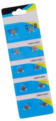 Lot de 10 piles bouton AG1 LR621 - Construction en métal avec résistance à la température pour bureau/maison