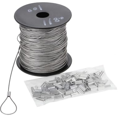 Garden Wire for Climbing Plants 100m Stainless Steel Wire Rope + 150pcs Crimping Loop Sleeve 7x7 1mm Diameter Multifunctional Coated Cable 328 Feet Heavy Duty
