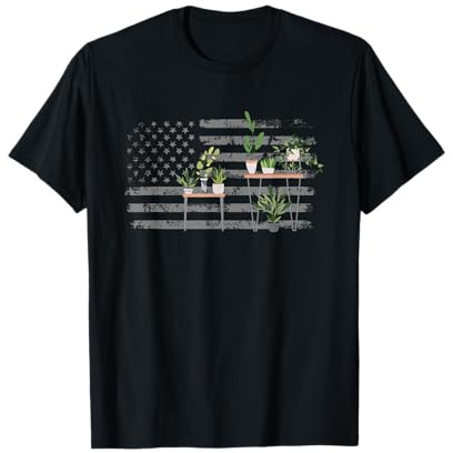 USA Piante Bandiera Americana Giardiniere Amante Piante Maglietta