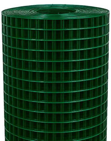 HAGO 24 | Alambre para aviarios | recubierto de PVC | verde | 10 x 1 m | 25 x 25 mm | 1,05 mm | malla de alambre | valla para animales pequeños | aviario para pájaros | rejilla protectora