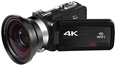 Macchina fotografica digitale, Videocamera digitale 4K completa Videocamera digitale da 48 MP for lo streaming Videocamera Vlog grandangolare 18X Registrazione in loop time lapse(NO SD Card,With Lens)