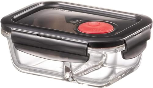 Lock & Lock Frischhaltedosen aus Glas – eckig – mit Deckel und Einsatz für Backofen, Mikrowelle & zum Einfrieren – 320 ml