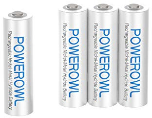 Pilas Recargables AAA 1000mAh POWEROWL Precarga Alta Capacidad 1.2V Ni-MH Recargable AAA Pila Baja Autodescarga (4 Piezas, Recargable Aproximadamente 1200 Veces)