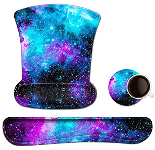 ToLuLu Tapis de souris ergonomique avec repose-poignet pour clavier, tapis de souris en gel mignon pour ordinateur portable, tapis de souris antidérapant avec mousse à mémoire de forme surélevée pour