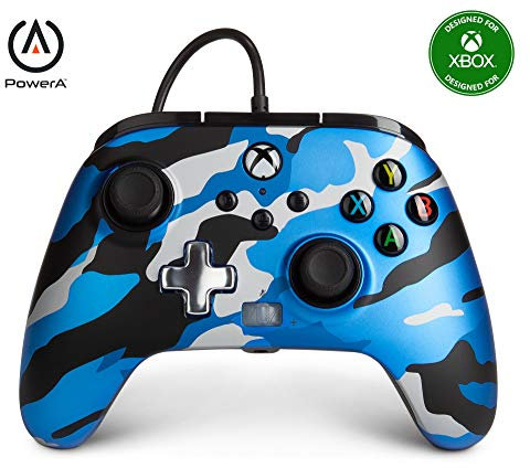 Controller cablato avanzato PowerA per Xbox – Blu metallizzato camo