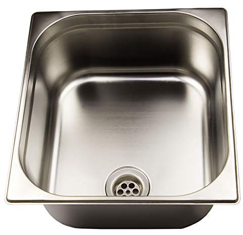 Waschbecken Edelstahl 354mm x 325mm x 150mm mit einem Universal Ablaufventil