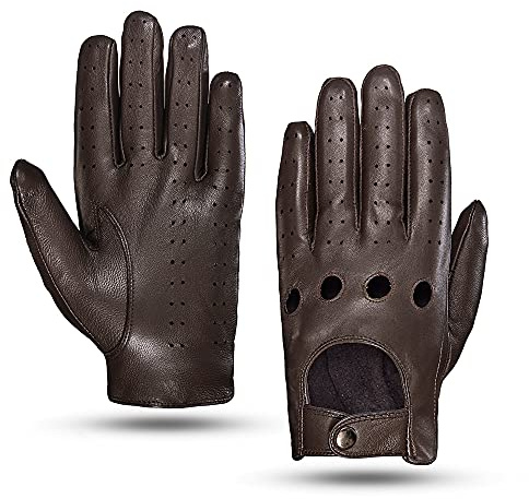 MGGMOKAY Herren Leder Autohandschuhe Touchscreen Lederhandschuhe Ungefüttert
