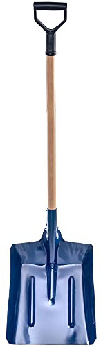 KADAX Kohlenschaufel aus Stahl, Schaufel mit langem Stiel aus Holz, Spaten mit D-Griff für Kieselsteine, Müll, Kohlenlöffel, Kehrschaufel (W: 36 cm, Blau)
