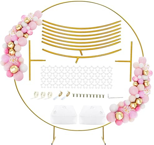 PILIN Riesiges rundes Goldmetall-Ballonbogen-Kit Abnehmbar Leicht zu tragen und wiederverwendbar Beste Dekoration for Party-Events(1.8M GOLD)