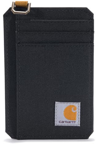 Carhartt Herren Geldbörse für die Fronttasche, strapazierfähiges Segeltuch oder Leder, mit Geldklammer, Nylon-Duck (schwarz), US-Einheitsgröße