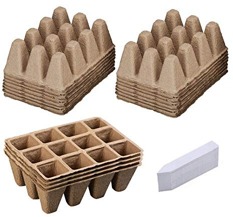 Seed Trays for Seedlings Biodegradable, Propagators for Plants, Root Trainers For Sweet Peas, Plant Containers & Accessories, Seedling Pots Reusable Recycled Germination Peat Pots & Labels (20Pcs)