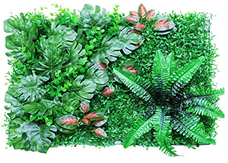 seto artificial planta verde simulación pared vegetal paneles verdura decoración jardín valla para boda o decoración interior diy césped, 40 x 60 cm