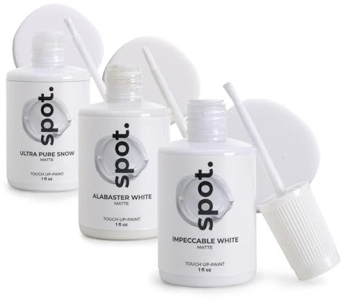 spot. Touch-Up Paint - Matt Finish, Quick Drying, Perfect for Cabinets, Walls, Windows, Doors, and Furniture Repair, 3 Colour Kit Matches 90% of Surfaces, White 3 Pack