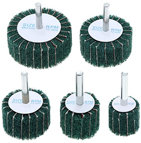 5 pezzi in pile grezzo Interleaf Flap levigatura Pad 120 grana 6 mm gambo levigatura disco abrasivo fibra di nylon abrasivo Paglietta per utensili rotanti 25/30/40/50/60 mm verde
