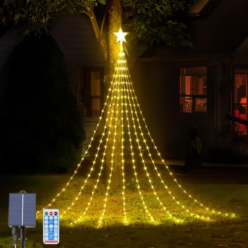 Solar Lichterketten für Außen Wasserdicht, 2M x 9 Stränge 8 Modi LED Lichterkette Weihnachtsbaum Solar, Outdoor Dekorative Solar Lichterketten aus Kupferdraht für Garten, Party, Hochzeitsdekoration