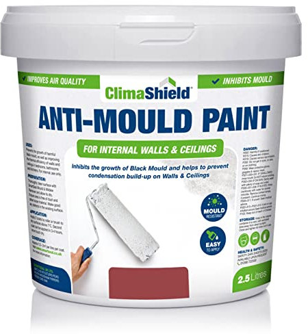 SmartSeal Anti Mould Paint - 2.5 Litre - For Bathroom, Kitchen and Bedroom Walls & Ceilings. Ultimate Protection Against Dangerous Mould - 5yr Mould Resistance - Brick Red Finish