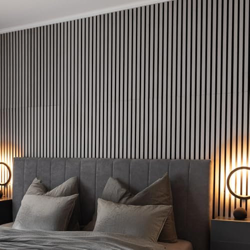 Home Deluxe - Akustikpaneel SONIC Grey Oak - 9 Paneele, Holz aus MDF, Filz aus Polyester, auf- und nebeneinader platzierbar I Schallschutzpaneel Akustikplatten Wandpaneel