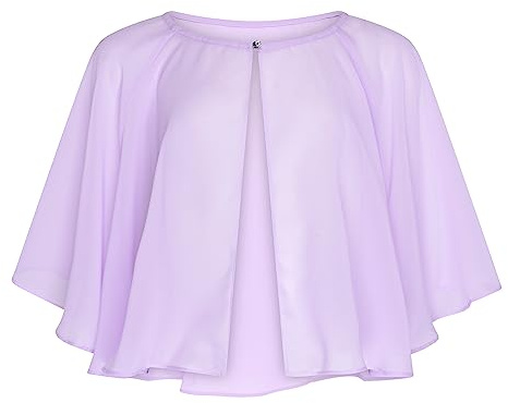 Bolerose Bolero Damen Chiffon Hochzeit Cape | Stola, Umhang, Schulterjäckchen, Strassknopf, Transparent, Offen Geschnitten, Einheitsgröße